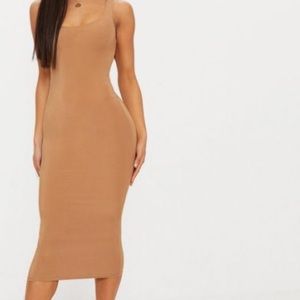 Prettylittlething Camel Midi Dress